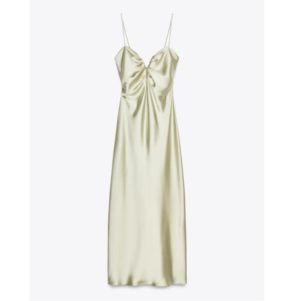 NWT Sweetheart Neck Satin Midi Dress - Picture 3 of 16